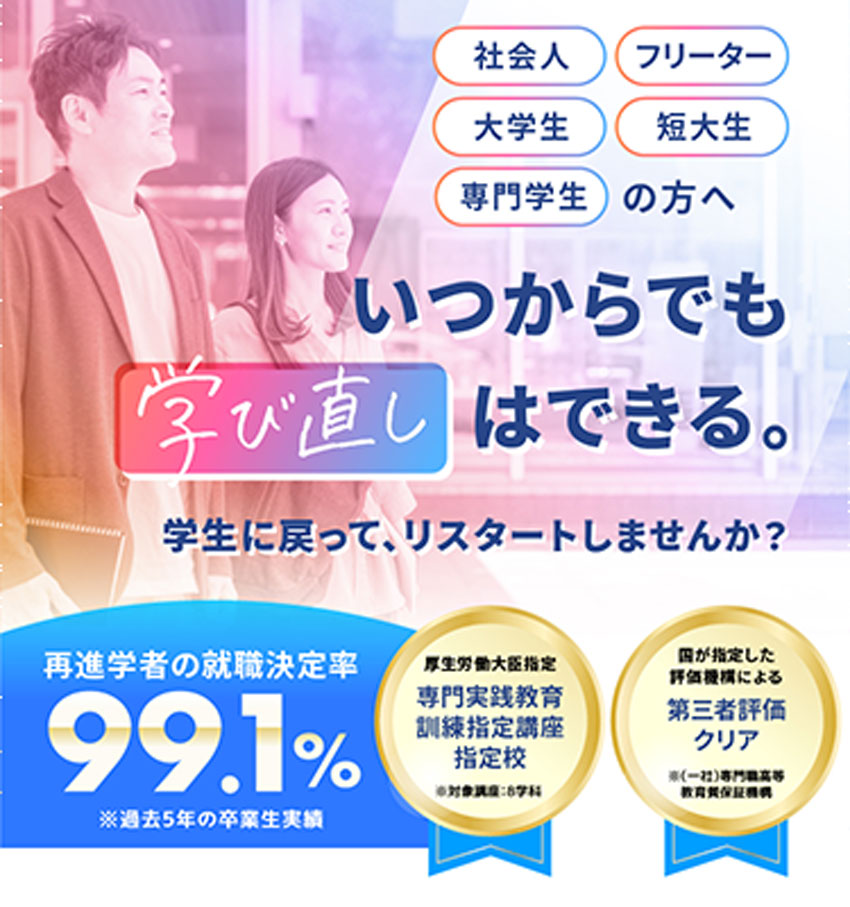 再進学者の就職決定率98.8%